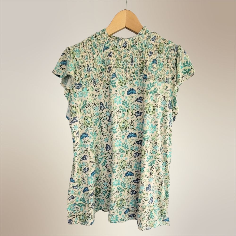 Torrid Floral Blouse in Blue and Green